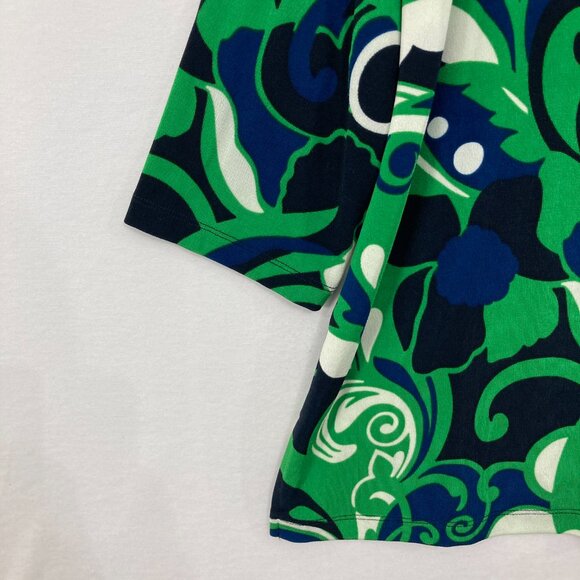Chico's Travelers size 16/18 Green Blue Abstract Slinky Knit 3/4 Sleeve Top - Picture 4 of 10